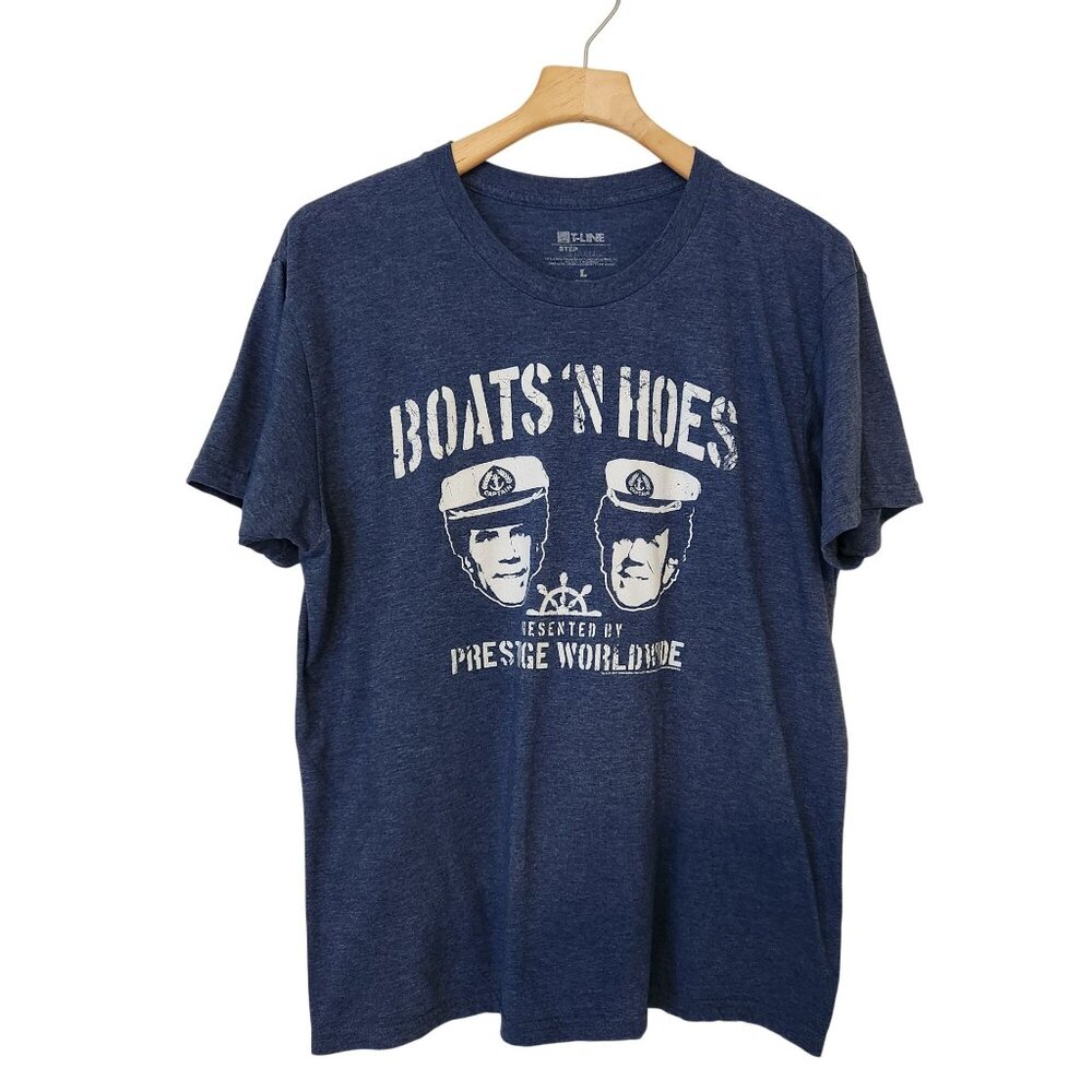 Will Ferrell Step Brothers Boats N Hoes Blue T-Shirt Movie Casual Comfy Funny